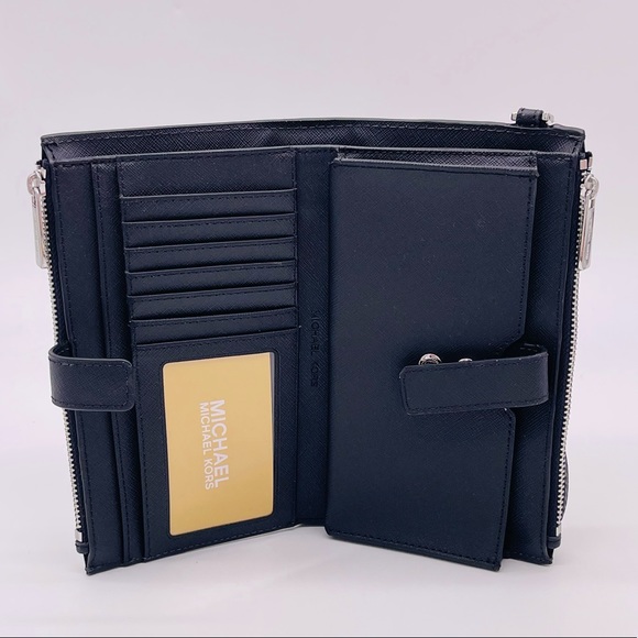 Michael Kors Large Double Zip Wallet Wristlet Black - Picture 7 of 9